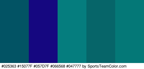 #025363 #15077F #057D7F #066568 #047777 Colors