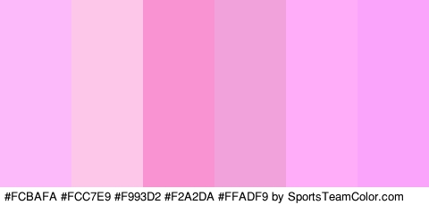 #FCBAFA #FCC7E9 #F993D2 #F2A2DA #FFADF9 #FAA4FC Colors