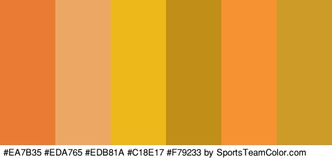 #EA7B35 #EDA765 #EDB81A #C18E17 #F79233 #CC9B28 Colors