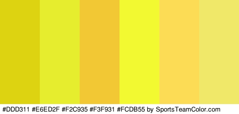 #DDD311 #E6ED2F #F2C935 #F3F931 #FCDB55 #EFE869 Colors