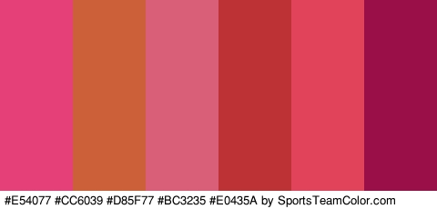 #E54077 #CC6039 #D85F77 #BC3235 #E0435A #9B0F49 Colors