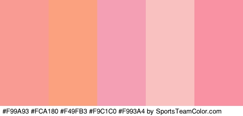 #F99A93 #FCA180 #F49FB3 #F9C1C0 #F993A4 Colors