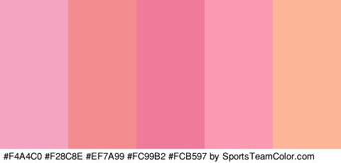 #F4A4C0 #F28C8E #EF7A99 #FC99B2 #FCB597 Colors