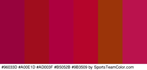 #96033D #A00E1D #AD003F #B5052B #9B3509 #BA124D Colors