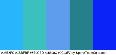 #28B5FC #3BBFBF #5E9CED #25808C #0C23F7 Colors