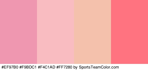 #EF97B0 #F9BDC1 #F4C1AD #FF7280 Colors