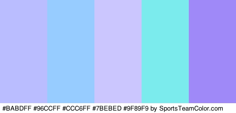 #BABDFF #96CCFF #CCC6FF #7BEBED #9F89F9 Colors