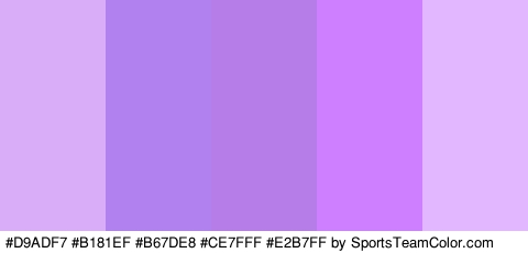 #D9ADF7 #B181EF #B67DE8 #CE7FFF #E2B7FF Colors