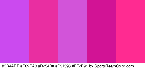 #CB4AEF #E82EA0 #D254D8 #D31396 #FF2B91 Colors