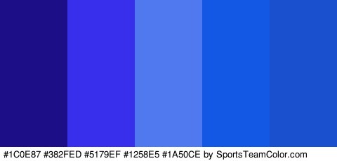 #1C0E87 #382FED #5179EF #1258E5 #1A50CE Colors