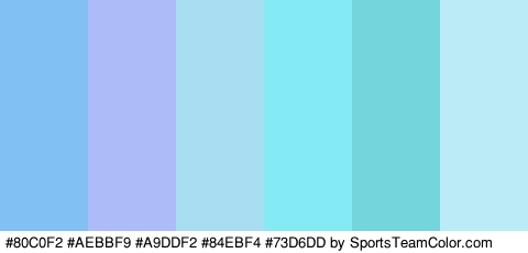 #80C0F2 #AEBBF9 #A9DDF2 #84EBF4 #73D6DD #BBEBF7 Colors