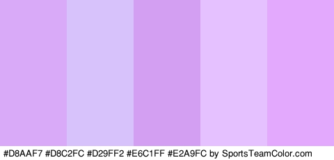 #D8AAF7 #D8C2FC #D29FF2 #E6C1FF #E2A9FC Colors