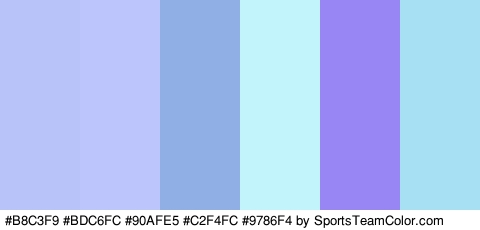 #B8C3F9 #BDC6FC #90AFE5 #C2F4FC #9786F4 #A7E0F2 Colors