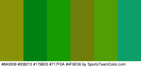 #8A9308 #008213 #179B03 #717F0A #4F9E06 #0E9E69 Colors