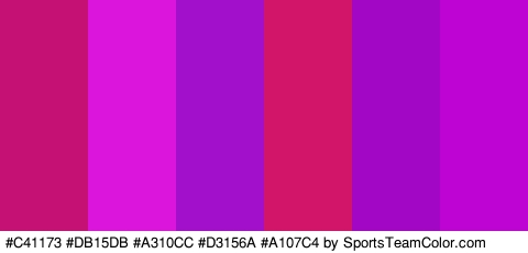 #C41173 #DB15DB #A310CC #D3156A #A107C4 #BE04D3 Colors