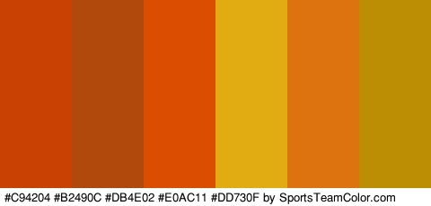 #C94204 #B2490C #DB4E02 #E0AC11 #DD730F #BC8E03 Colors