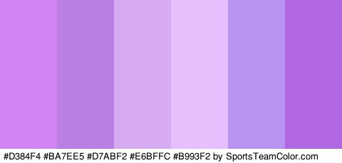 #D384F4 #BA7EE5 #D7ABF2 #E6BFFC #B993F2 #B166E2 Colors