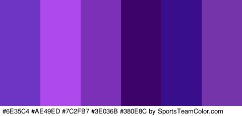 #6E35C4 #AE49ED #7C2FB7 #3E036B #380E8C #7534AA Colors