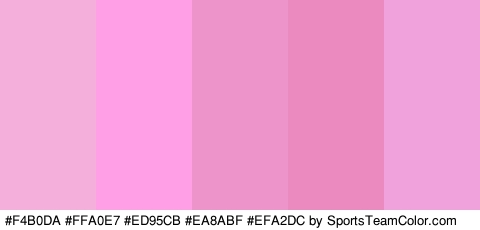 #F4B0DA #FFA0E7 #ED95CB #EA8ABF #EFA2DC Colors