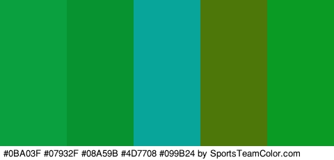 #0BA03F #07932F #08A59B #4D7708 #099B24 Colors