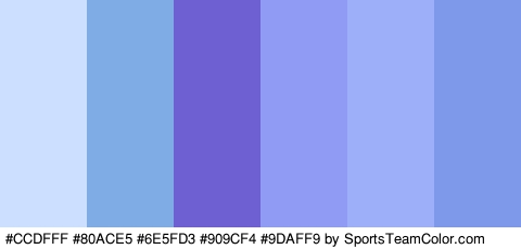 #CCDFFF #80ACE5 #6E5FD3 #909CF4 #9DAFF9 #7E99EA Colors