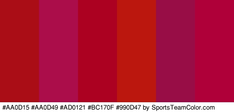 #AA0D15 #AA0D49 #AD0121 #BC170F #990D47 #AF003A Colors