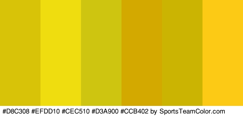 #D8C308 #EFDD10 #CEC510 #D3A900 #CCB402 #FCCA14 Colors