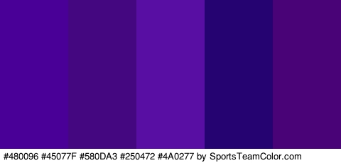 #480096 #45077F #580DA3 #250472 #4A0277 Colors