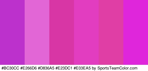 #BC30CC #E266D6 #D836A5 #E23DC1 #E03EA5 #E026DA Colors