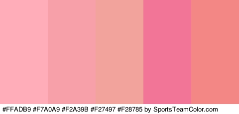 #FFADB9 #F7A0A9 #F2A39B #F27497 #F28785 Colors