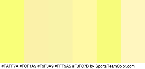 #FAFF7A #FCF1A9 #F9F3A9 #FFF9A5 #F8FC7B #FFF5BF Colors