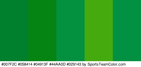 #007F2C #058414 #04913F #44AA0D #029143 Colors