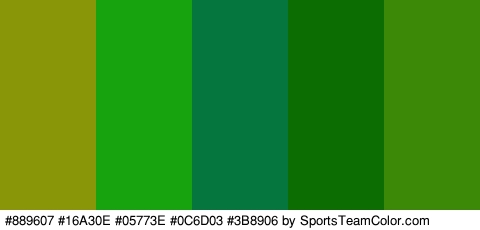 #889607 #16A30E #05773E #0C6D03 #3B8906 Colors