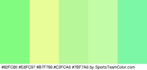 #82FC80 #E8FC97 #B7F799 #C3FCA6 #7BF7A6 Colors