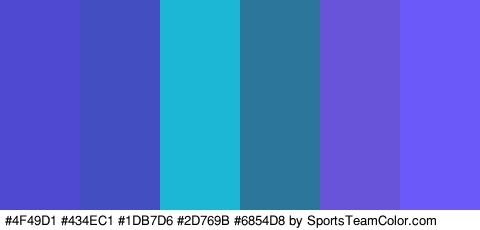 #4F49D1 #434EC1 #1DB7D6 #2D769B #6854D8 #6C59F9 Colors