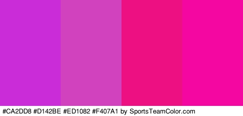 #CA2DD8 #D142BE #ED1082 #F407A1 Colors