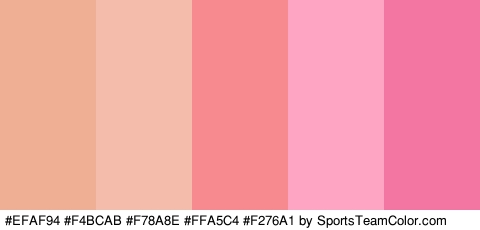 #EFAF94 #F4BCAB #F78A8E #FFA5C4 #F276A1 Colors