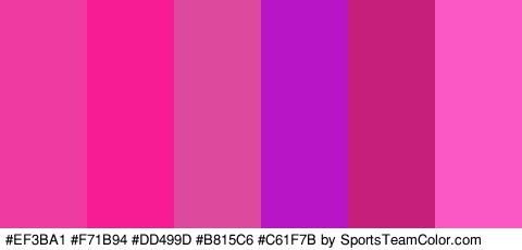 #EF3BA1 #F71B94 #DD499D #B815C6 #C61F7B #FC58C5 Colors