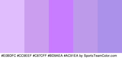 #E0BDFC #CC9EEF #C87CFF #BD9AEA #AC91EA Colors