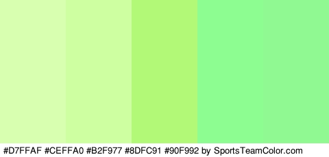 #D7FFAF #CEFFA0 #B2F977 #8DFC91 #90F992 Colors