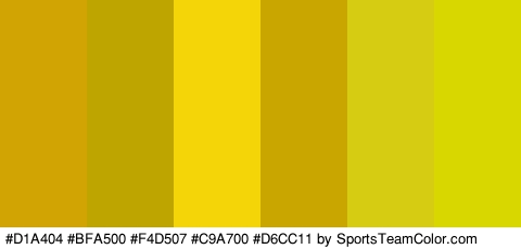 #D1A404 #BFA500 #F4D507 #C9A700 #D6CC11 #D8D800 Colors