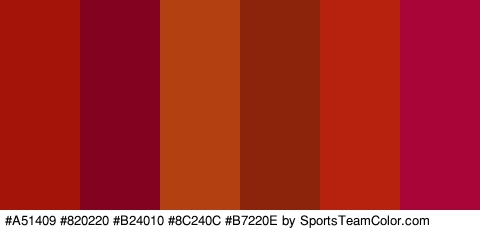 #A51409 #820220 #B24010 #8C240C #B7220E #AA0539 Colors