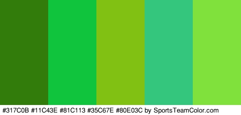 #317C0B #11C43E #81C113 #35C67E #80E03C Colors