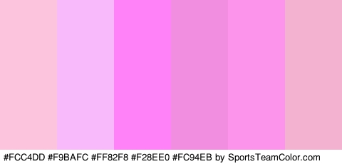 #FCC4DD #F9BAFC #FF82F8 #F28EE0 #FC94EB #F4B2D1 Colors