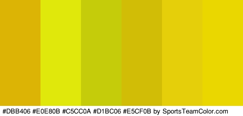 #DBB406 #E0E80B #C5CC0A #D1BC06 #E5CF0B #EAD700 Colors