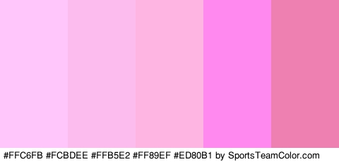 #FFC6FB #FCBDEE #FFB5E2 #FF89EF #ED80B1 Colors