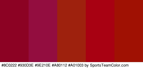 #8C0222 #930D3E #9E210E #A80112 #A01003 Colors