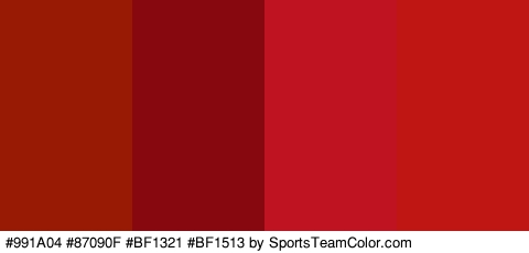 #991A04 #87090F #BF1321 #BF1513 Colors