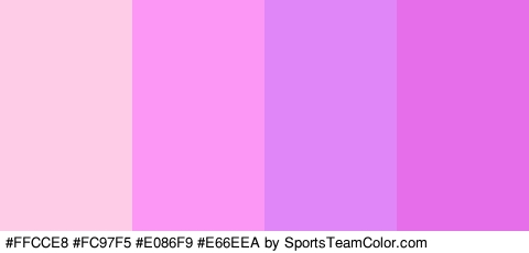 #FFCCE8 #FC97F5 #E086F9 #E66EEA Colors