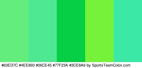 #63ED7C #4EE893 #06CE45 #77F23A #3CE8A6 Colors